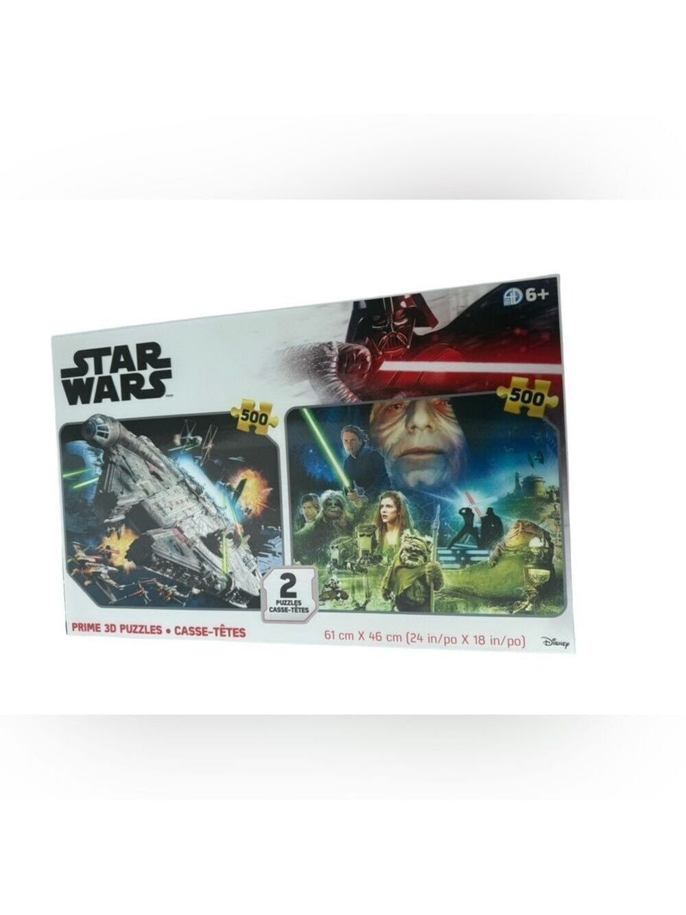 Star Wars 3D Puzzle Set of 2 × 500pc Prime 3D Scenes Millennium Falcon Jedi